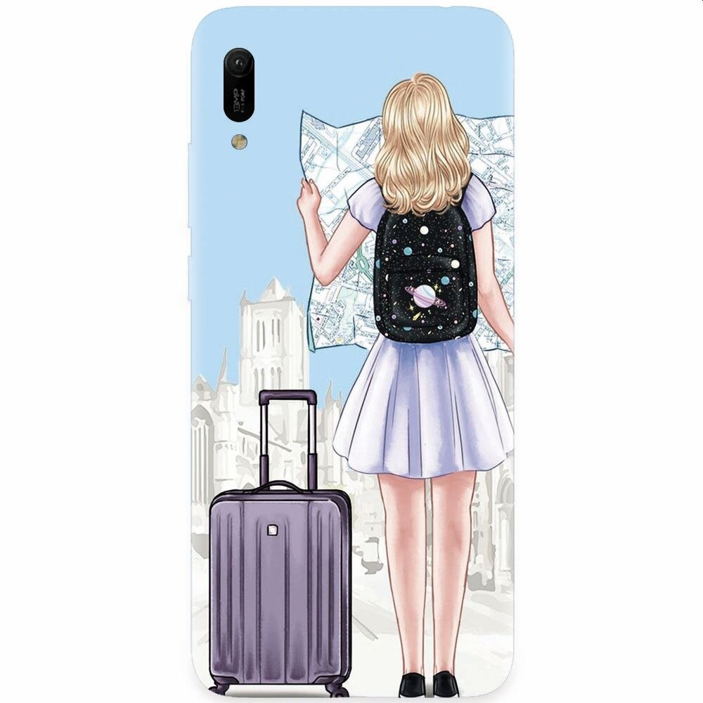 Husa silicon pentru Huawei Y6 2019, Travel Girl Searching On Map