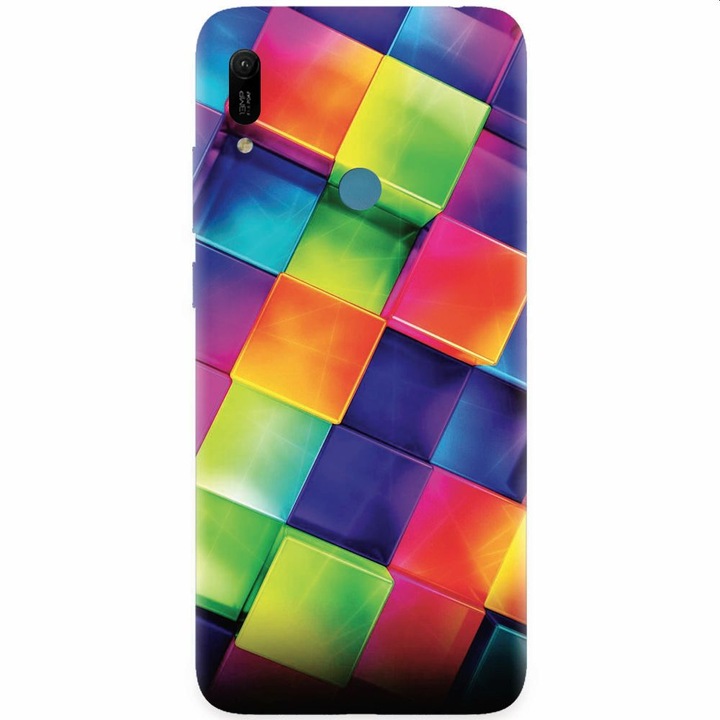 Szilikon tok Huawei Y6 Prime 2019-hez, 3D Geometric Colorful