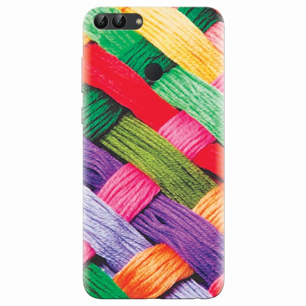 Husa silicon pentru Huawei P Smart, Colorful Woolen Art