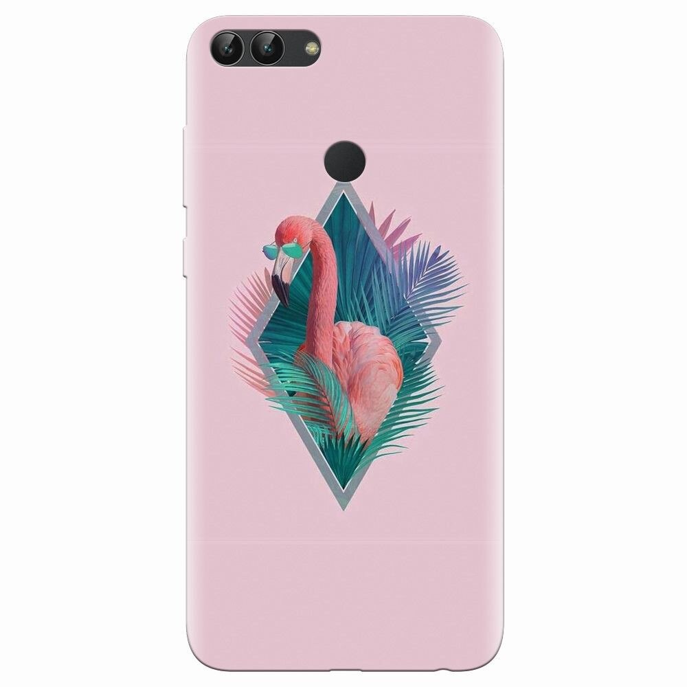 Husa silicon pentru Huawei P Smart, Flamingo With Sunglass