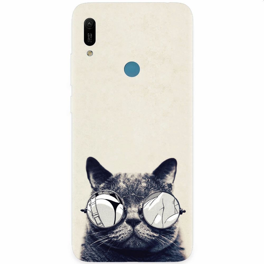 Husa silicon pentru Huawei Y6 Prime 2019, Cool Cat Glasses