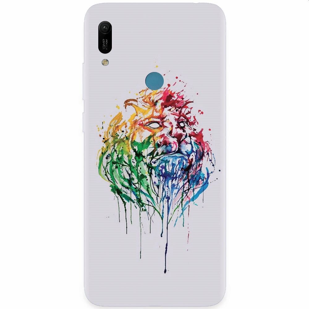 Husa silicon pentru Huawei Y6 Prime 2019, Paint Illustration Lion Head