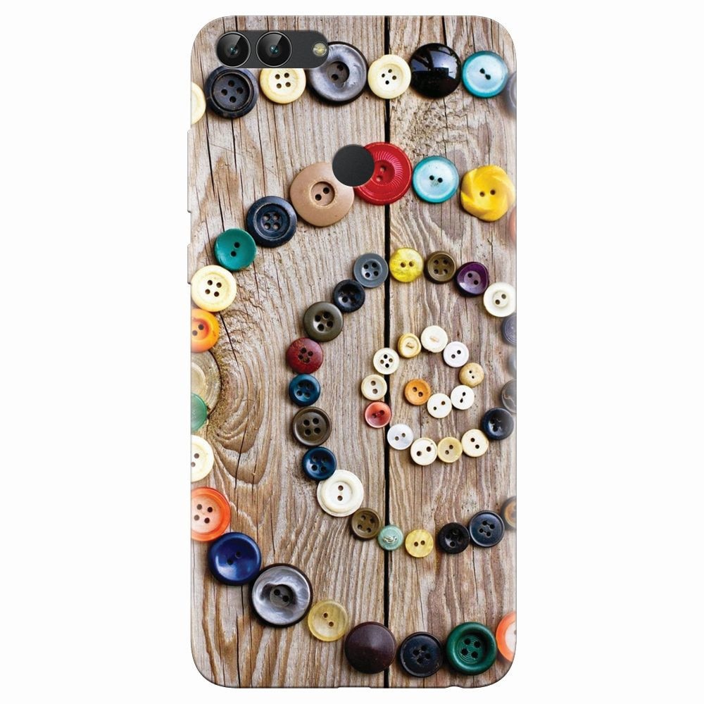 Husa silicon pentru Huawei P Smart, Colorful Buttons Spiral Wood Deck