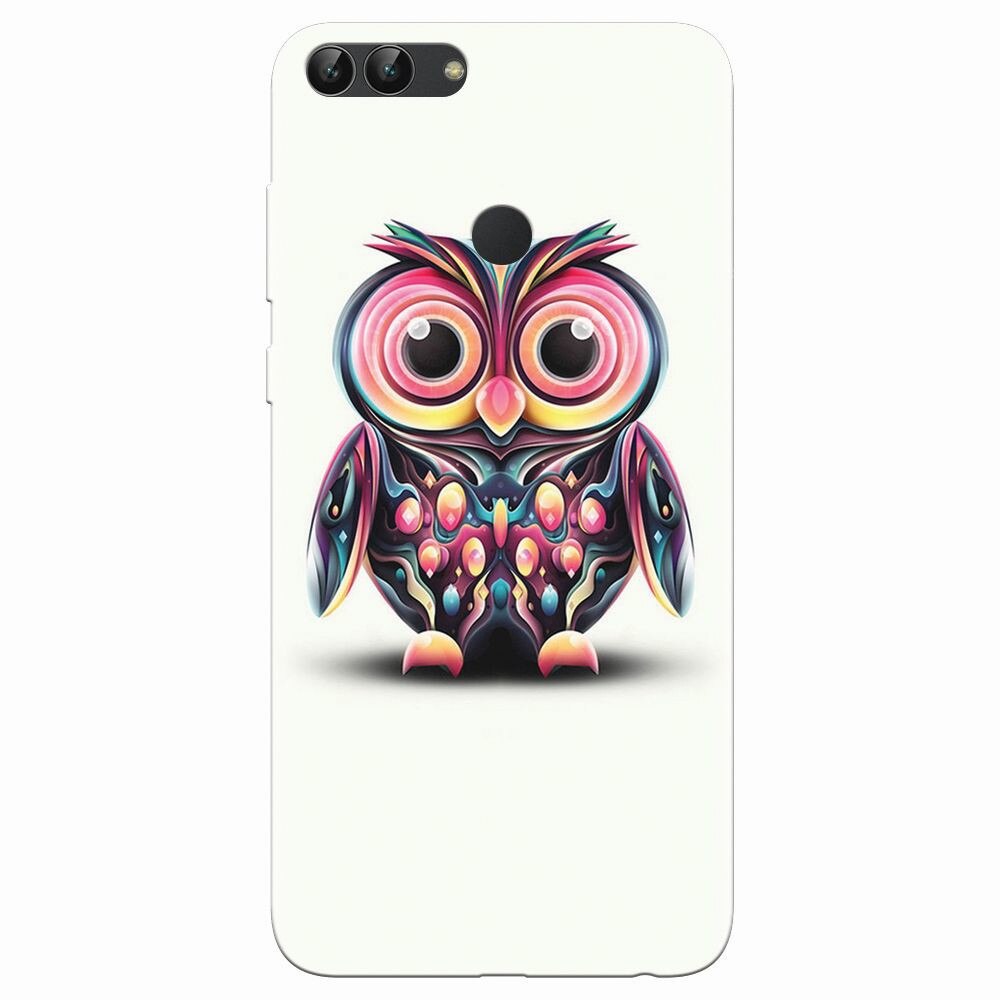 Husa silicon pentru Huawei P Smart, Colorful Owl Illustration