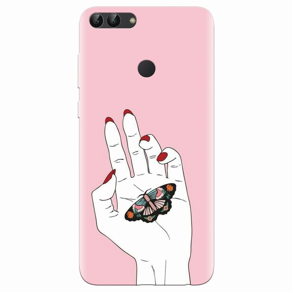 Husa silicon pentru Huawei P Smart, Butterfly In Hand