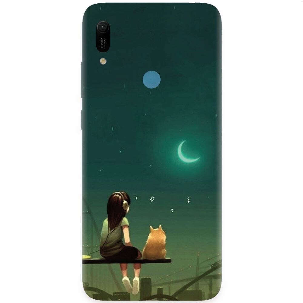 Husa silicon pentru Huawei Y6 Prime 2019, Cat And Girl