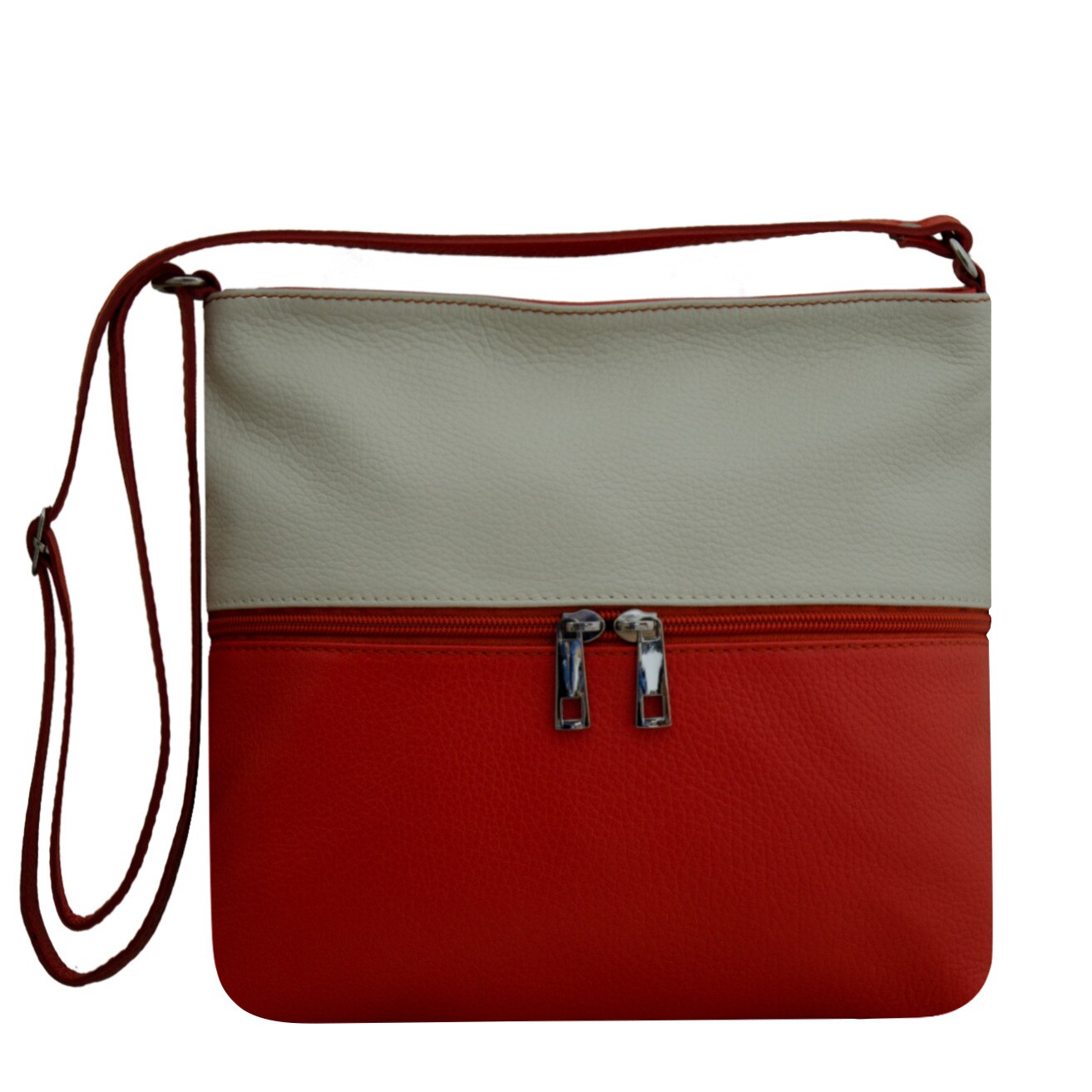 Geanta de dama din piele naturala, Sissi 2 bej cu corai