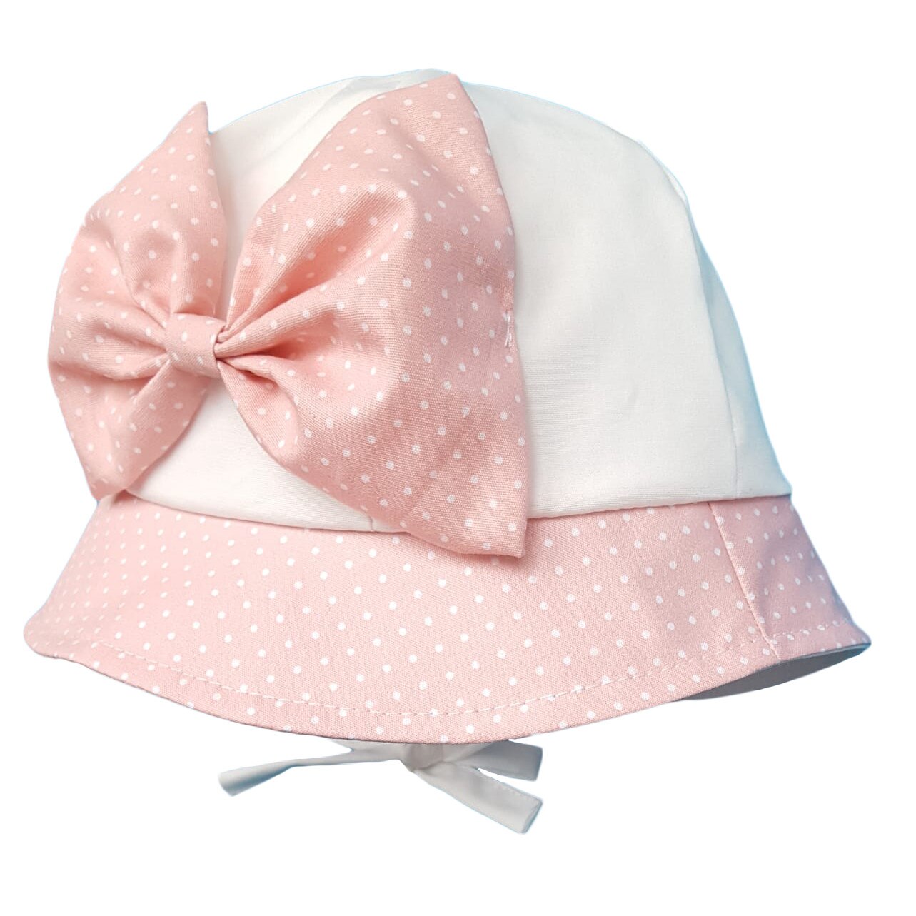 Palarie de vara Mic Pitic cu funda, ecru si roz, Ecru/Roz, 42 cm