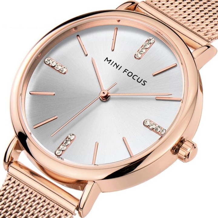 Mini Focus Crystal női karóra, Rose Gold