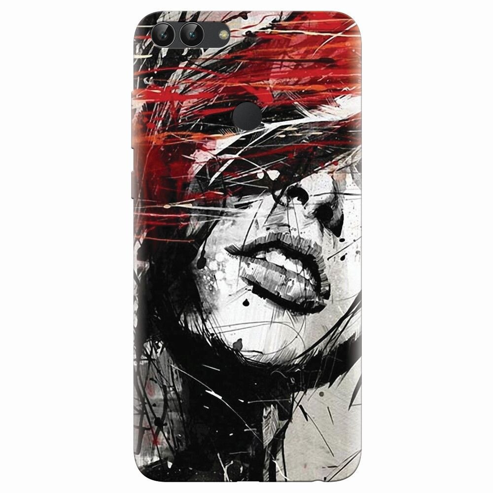 Husa silicon pentru Huawei P Smart, Byroglyphics Woman Drawing