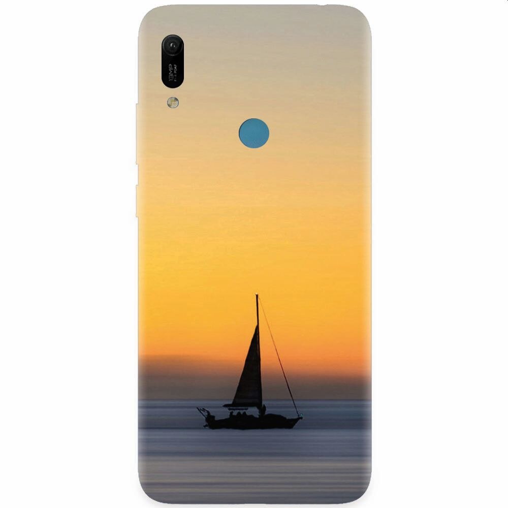 Husa silicon pentru Huawei Y6 Prime 2019, Wind Sail Boat Ocean Sunset
