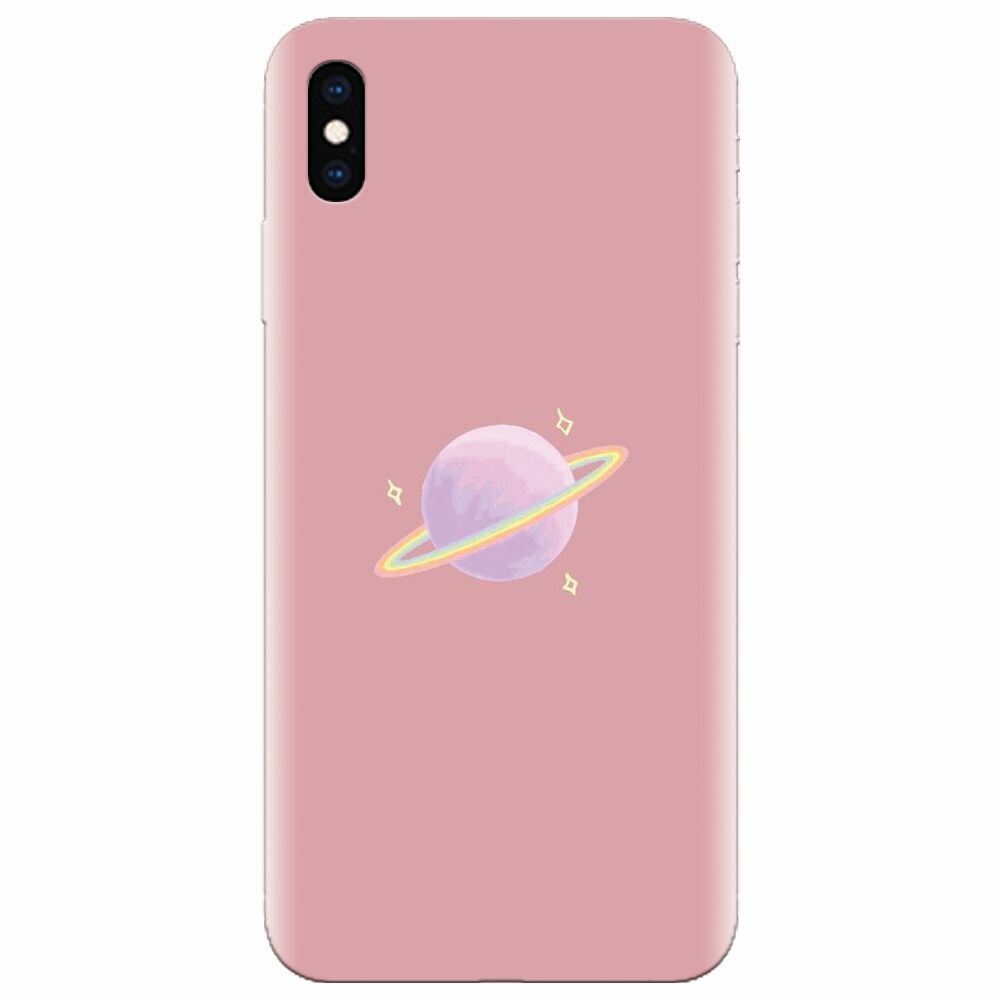Husa silicon pentru Apple Iphone XS Max, Saturn On Pink