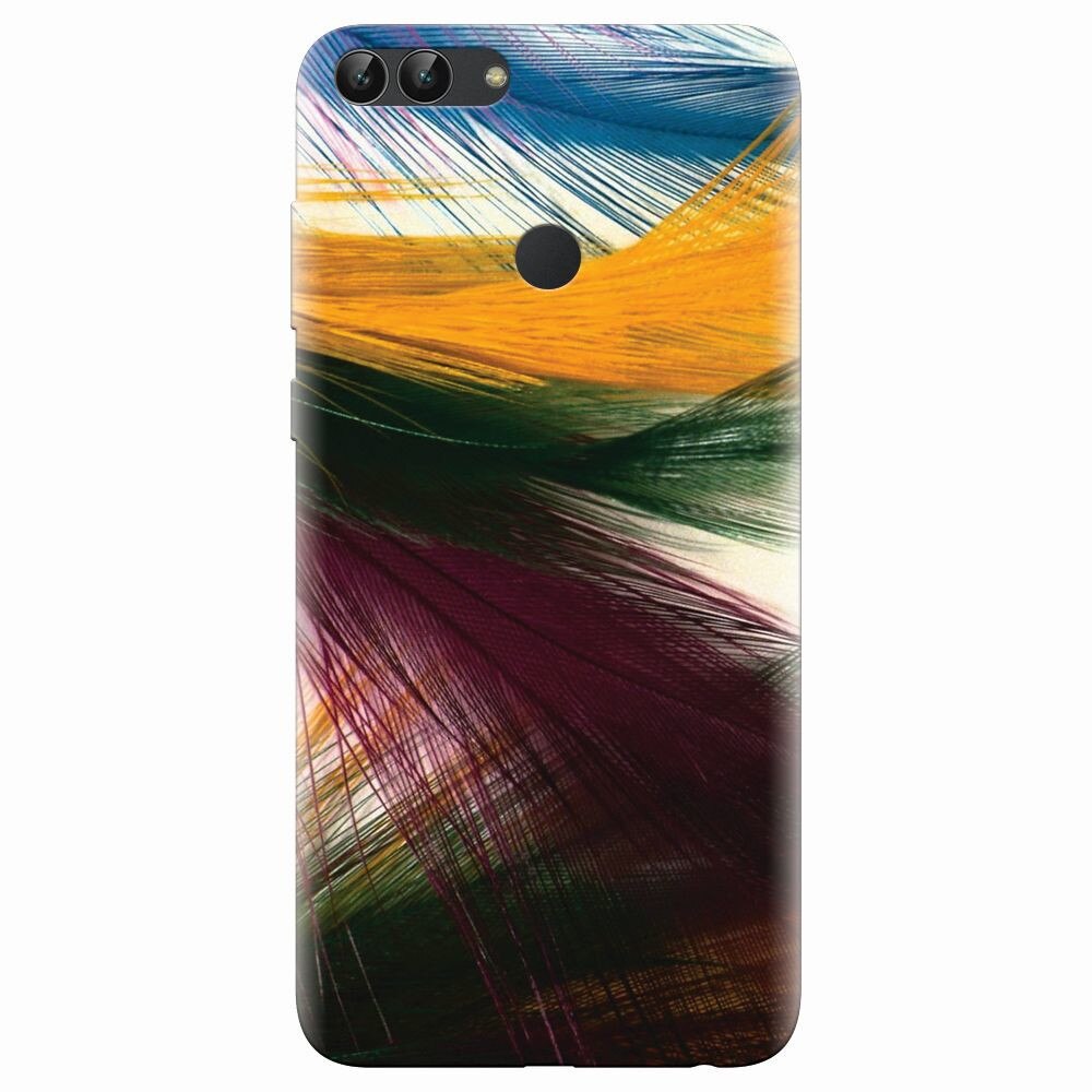 Husa silicon pentru Huawei P Smart, Colorful Peacock Feathers