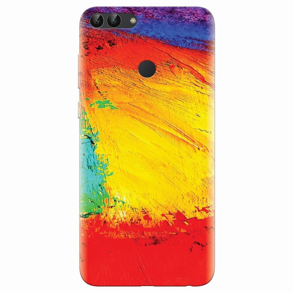 Husa silicon pentru Huawei P Smart, Colorful Dry Paint Strokes Texture