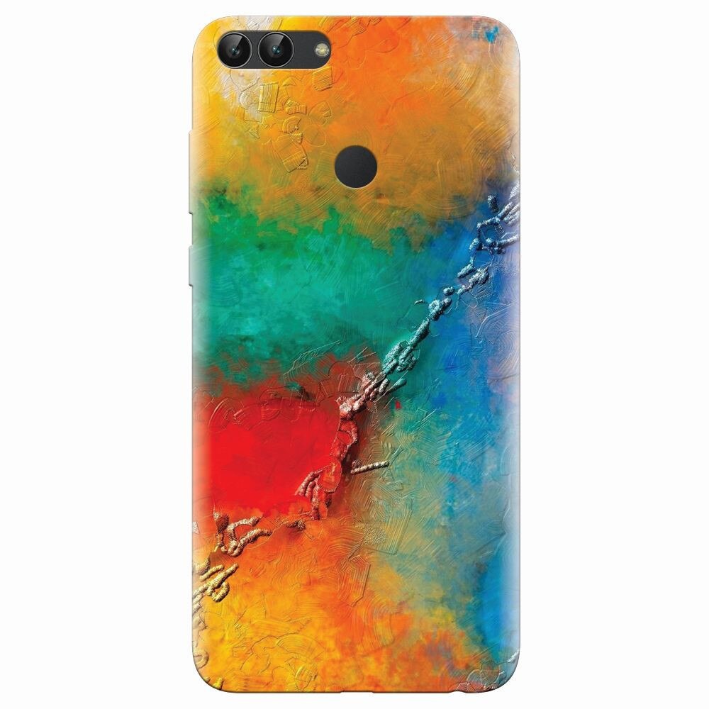 Husa silicon pentru Huawei P Smart, Colorful Wall Paint Texture