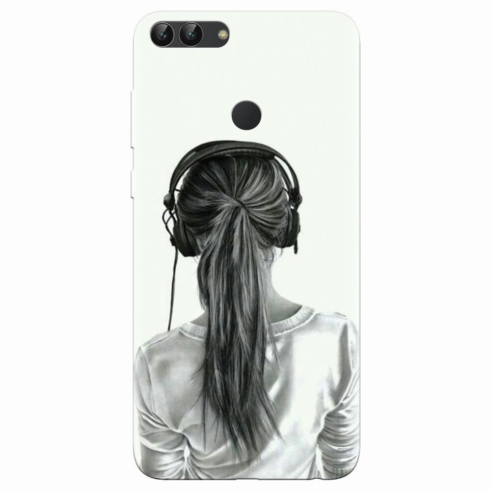 Husa silicon pentru Huawei P Smart, Girl With Headphone