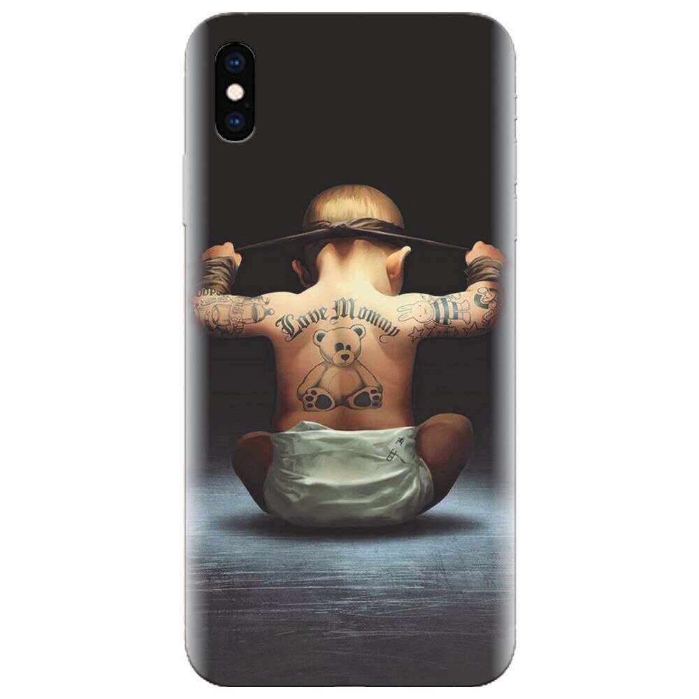 Husa silicon pentru Apple Iphone XS Max, Body Builder Cute Baby Tattoo