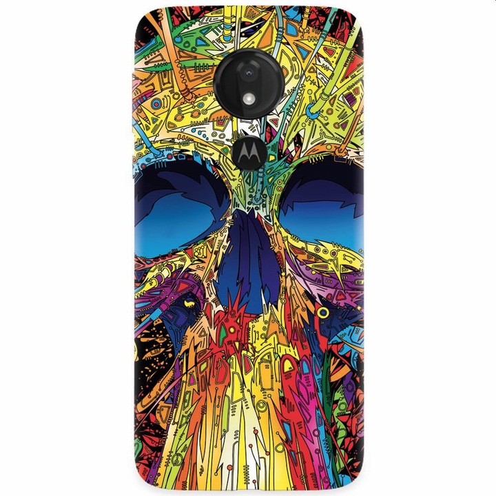 Силиконов калъф за Motorola Moto G7, Абстрактен многоцветен череп