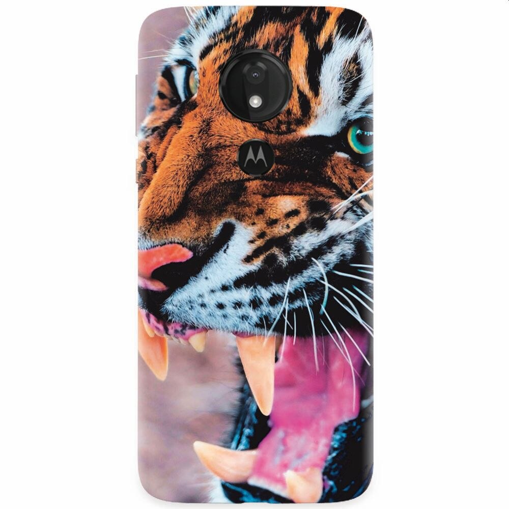 Husa silicon pentru Motorola Moto G7, Angry Tiger Teeth Fresh