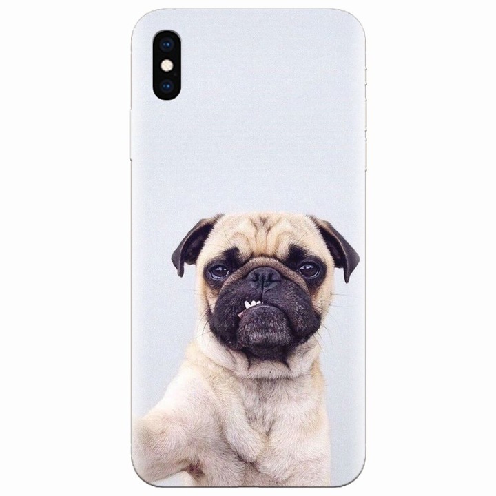 Силиконов калъф за Apple Iphone XS, Simple Pug Selfie