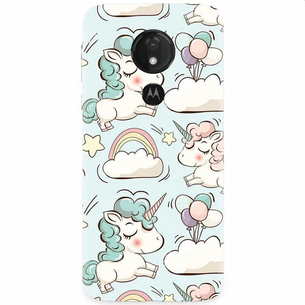 Husa silicon pentru Motorola Moto G7, Unicorns And Clouds