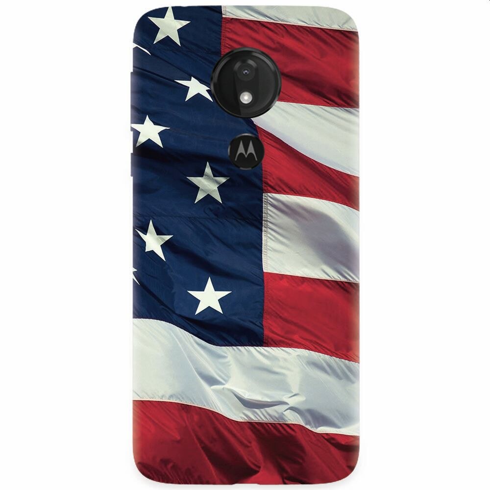 Husa silicon pentru Motorola Moto G7, American Flag Illustration
