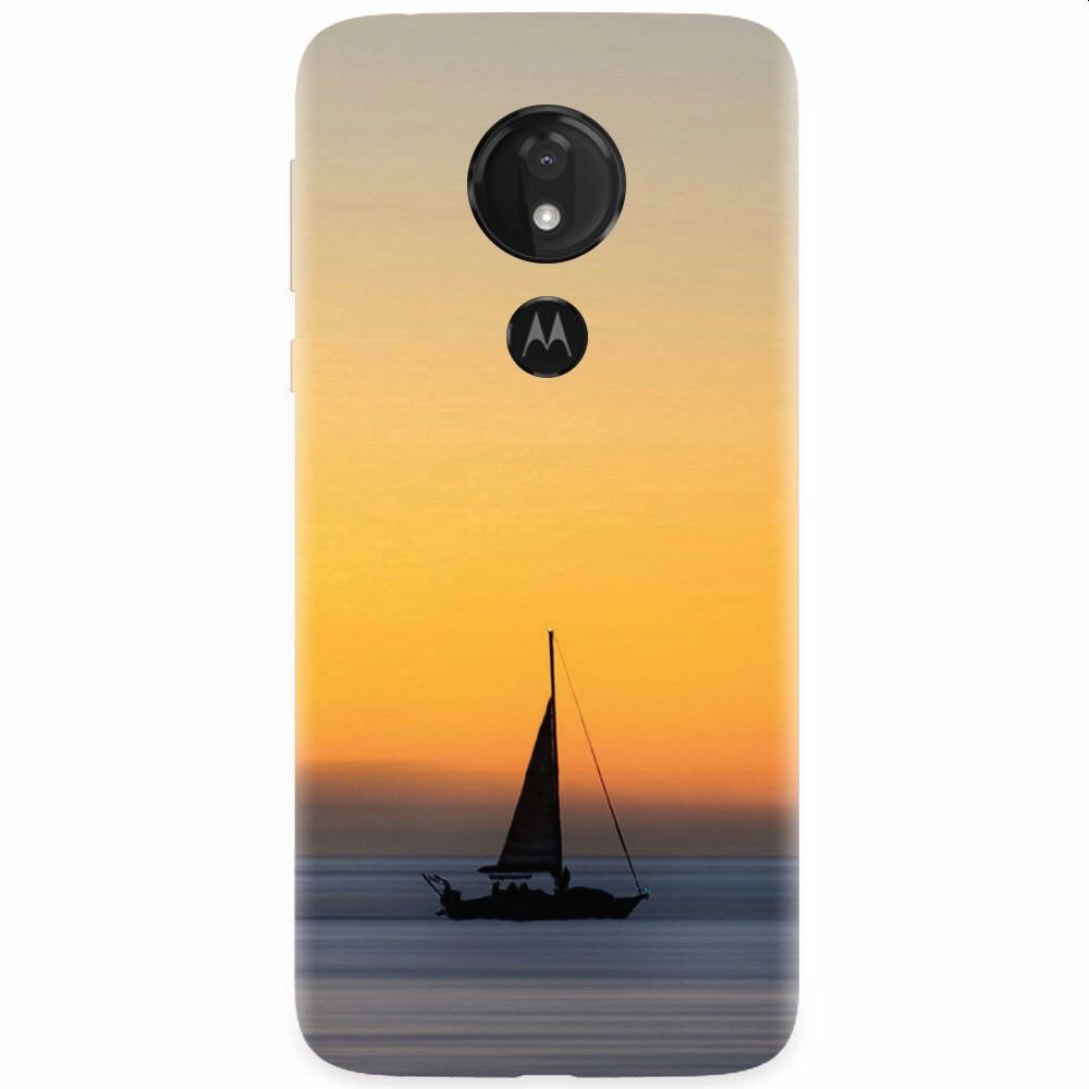 Husa silicon pentru Motorola Moto G7, Wind Sail Boat Ocean Sunset