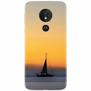 Husa silicon pentru Motorola Moto G7, Wind Sail Boat Ocean Sunset Husa silicon pentru Motorola Moto G7, Wind Sail Boat Ocean Sunset
