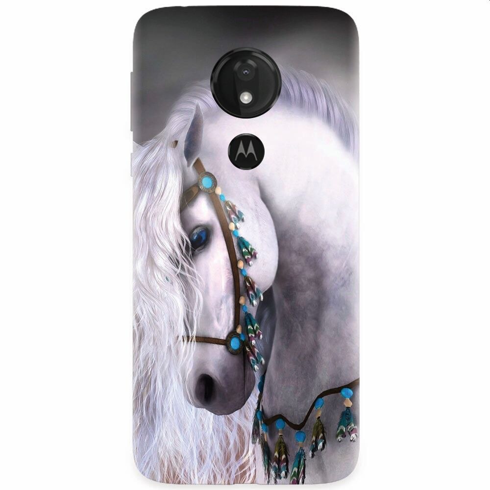 Husa silicon pentru Motorola Moto G7, White Horse