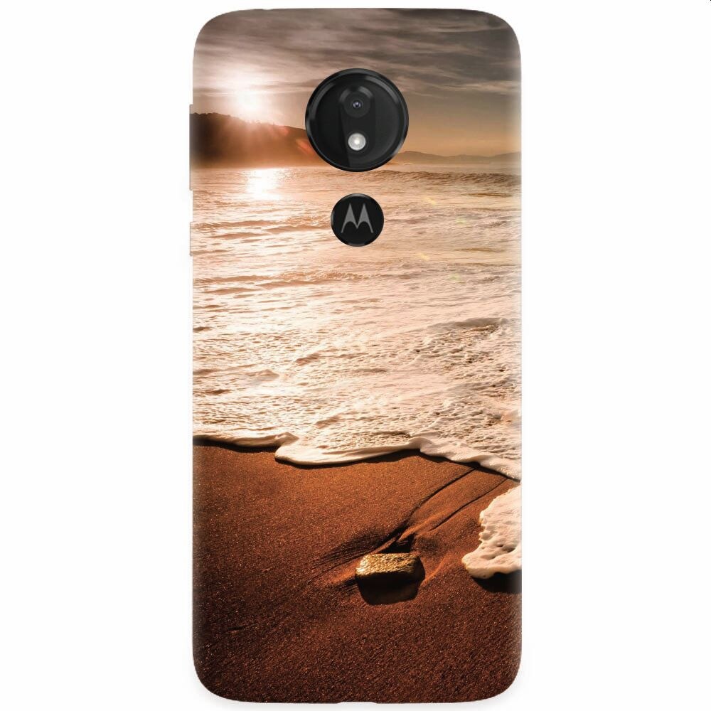 Husa silicon pentru Motorola Moto G7, Sunset Foamy Beach Wave