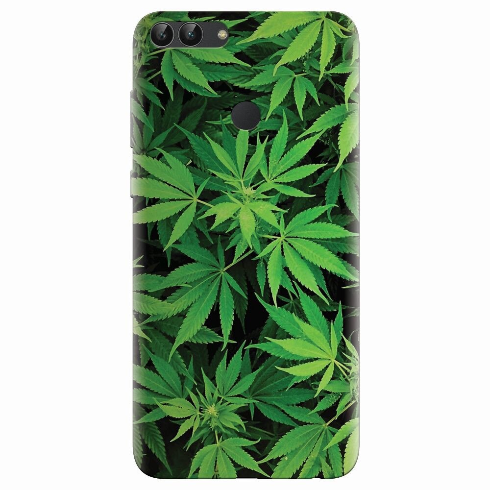 Husa silicon pentru Huawei P Smart, Green Leaf Pattern