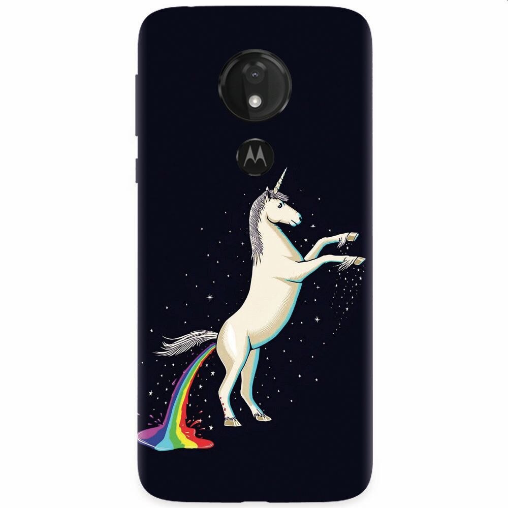 Husa silicon pentru Motorola Moto G7 Power, Unicorn Shitting Rainbows