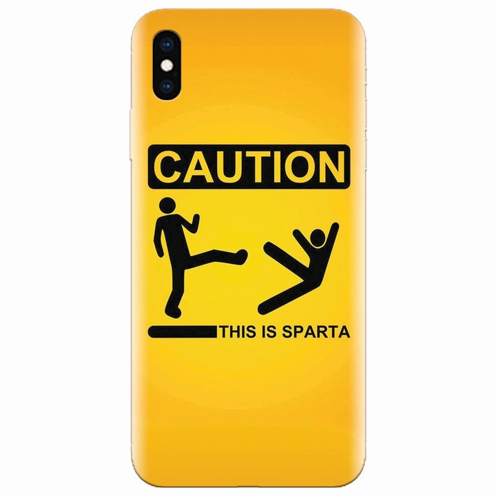 Силиконов калъф, съвместим с Apple Iphone XS, This Is Sparta Funny Illustration