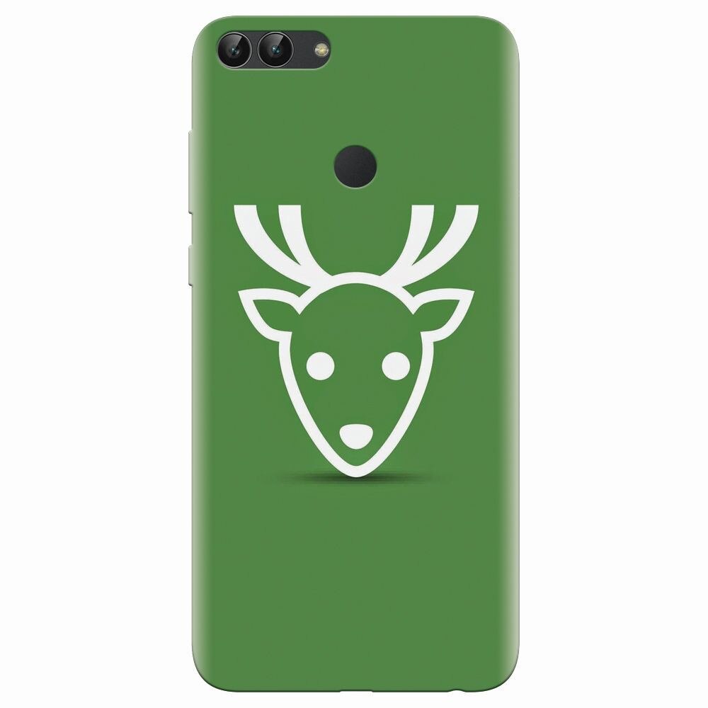 Husa silicon pentru Huawei P Smart, Minimal Reindeer Illustration Green