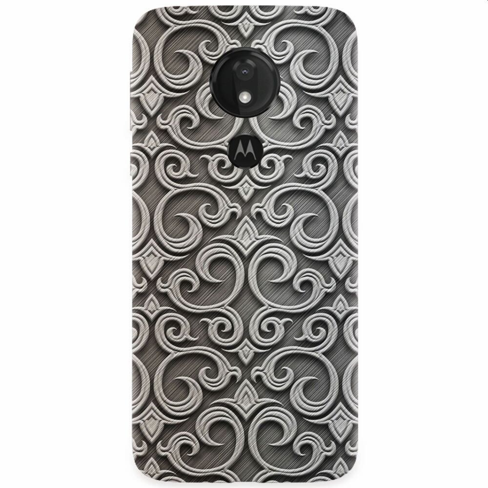 Husa silicon pentru Motorola Moto G7, Baroque Silver Pattern