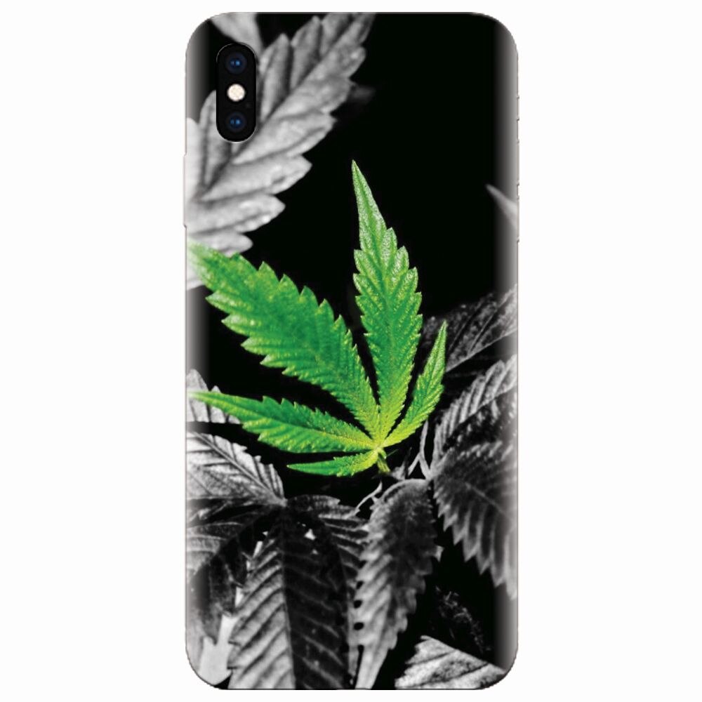 Husa silicon pentru Apple Iphone XS Max, Trippy Pot Leaf Green