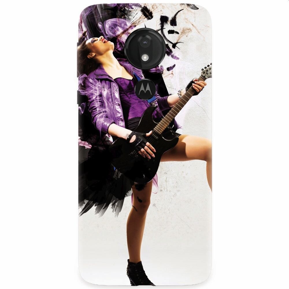 Husa silicon pentru Motorola Moto G7 Power, Rock Music Girl