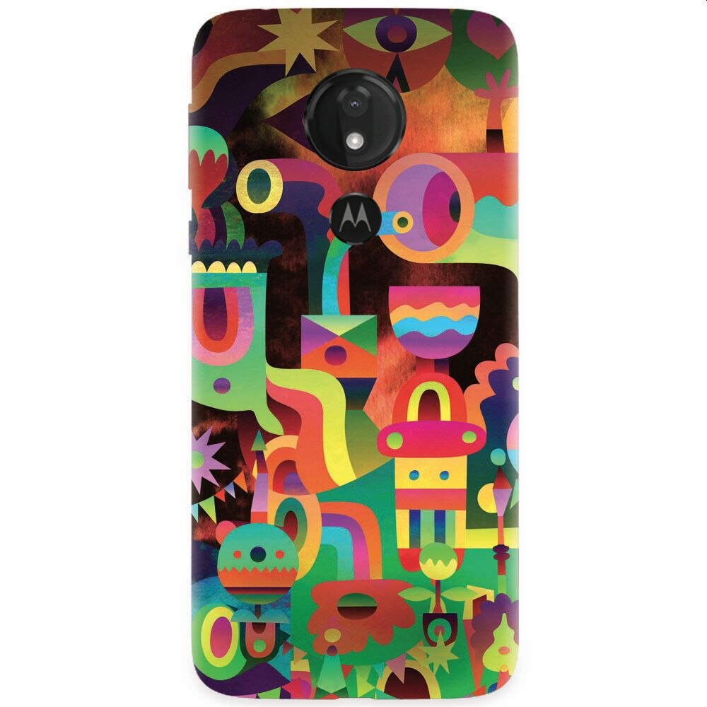 Husa silicon pentru Motorola Moto G7, Abstract Colorful Shapes