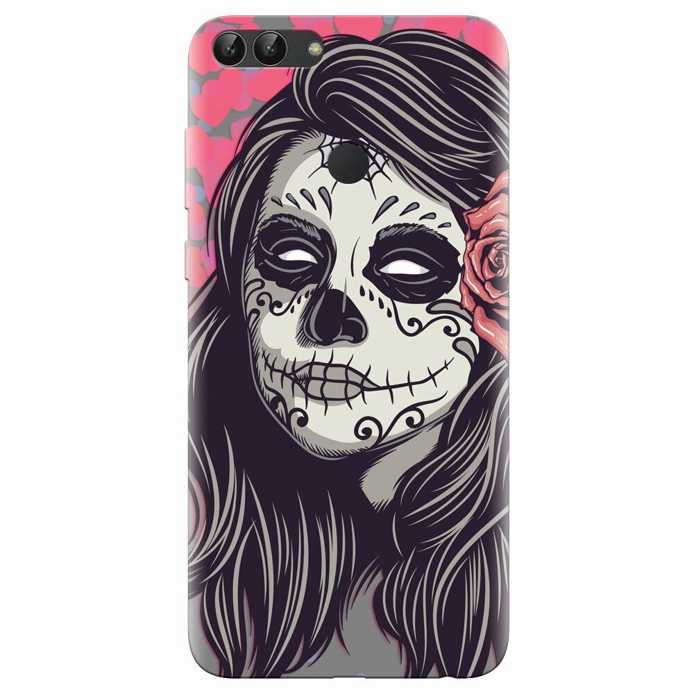 Husa silicon pentru Huawei P Smart, Mexican Girl Skull