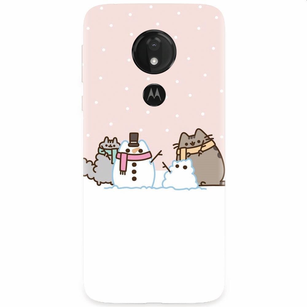 Husa silicon pentru Motorola Moto G7, Cat And Snowman