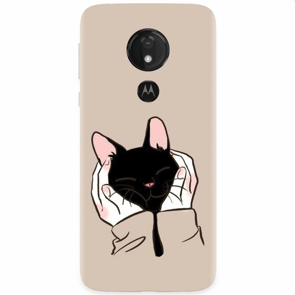 Husa silicon pentru Motorola Moto G7, Th Black Cat In Hands