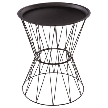 Masa de cafea rotunda metalica Emako cu spatiu de depozitare, 52x44cm Masa de cafea rotunda metalica Emako cu spatiu de depozitare, 52x44cm