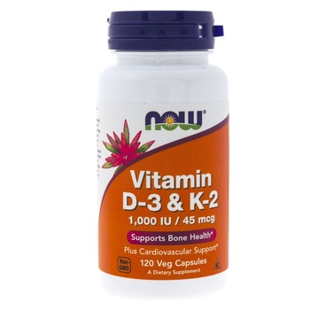 Supliment cu Vitaminele D3 si K2, Now Foods, 120 de capsule Supliment cu Vitaminele D3 si K2, Now Foods, 120 de capsule