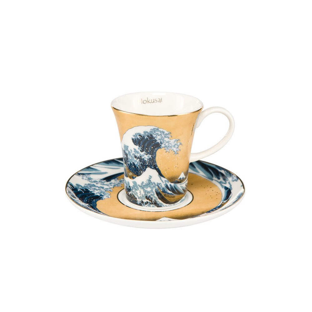 Ceasca si farfurie pentru espresso, Great wave gold, 0,1 L, Multicolor