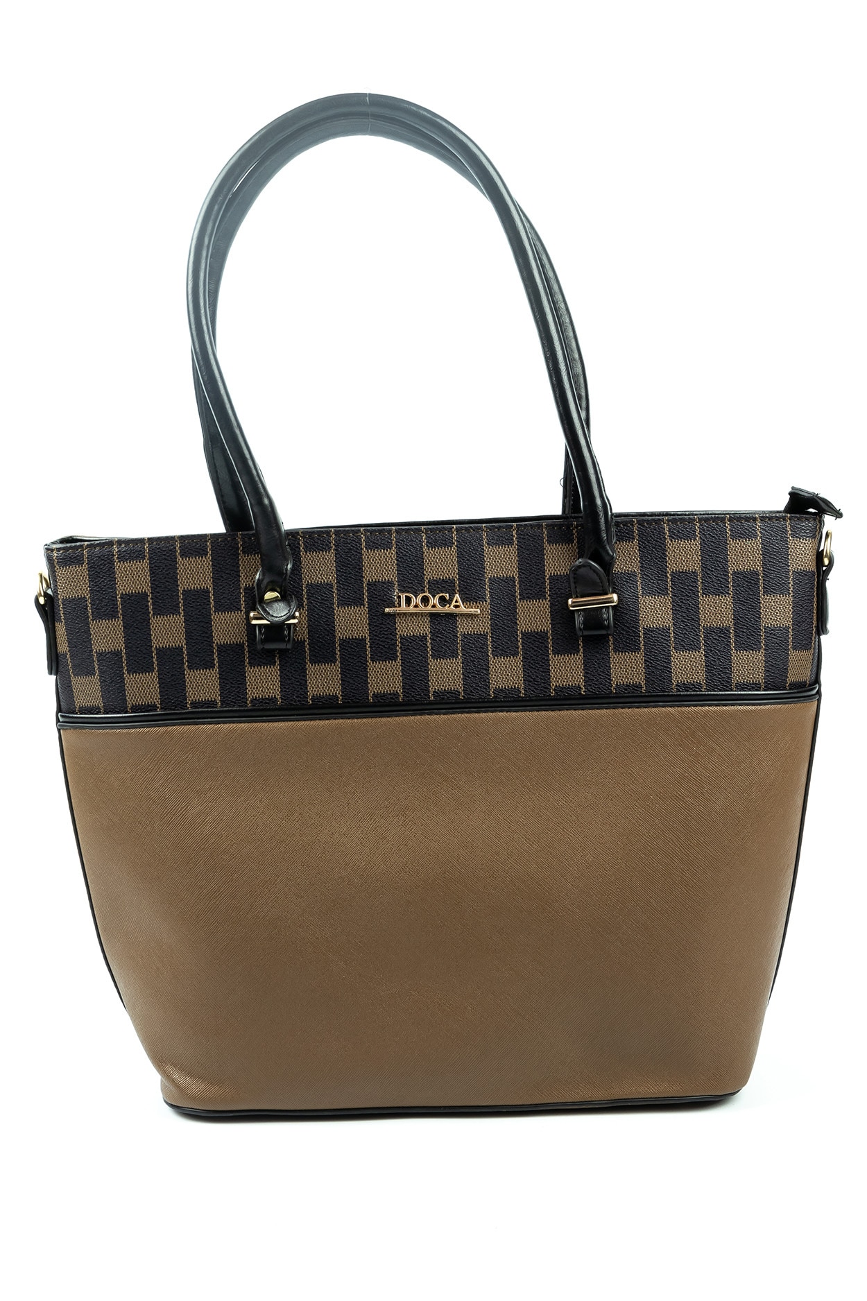 Geanta de mana si de umar maro din piele ecologica Doca, de dama, E-11474