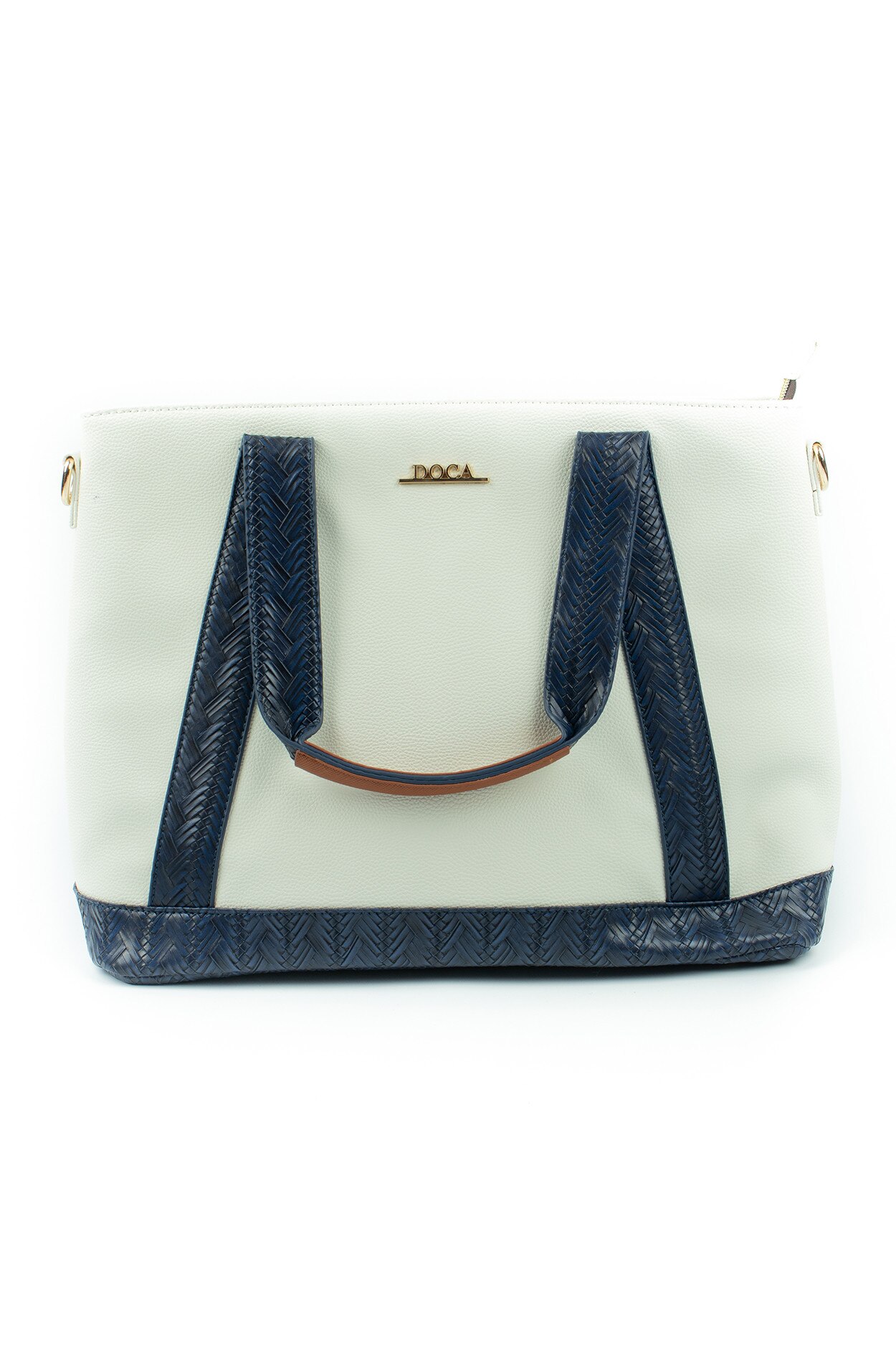 Geanta de mana si de umar Doca, Culoare Alb/Albastru, E-10824
