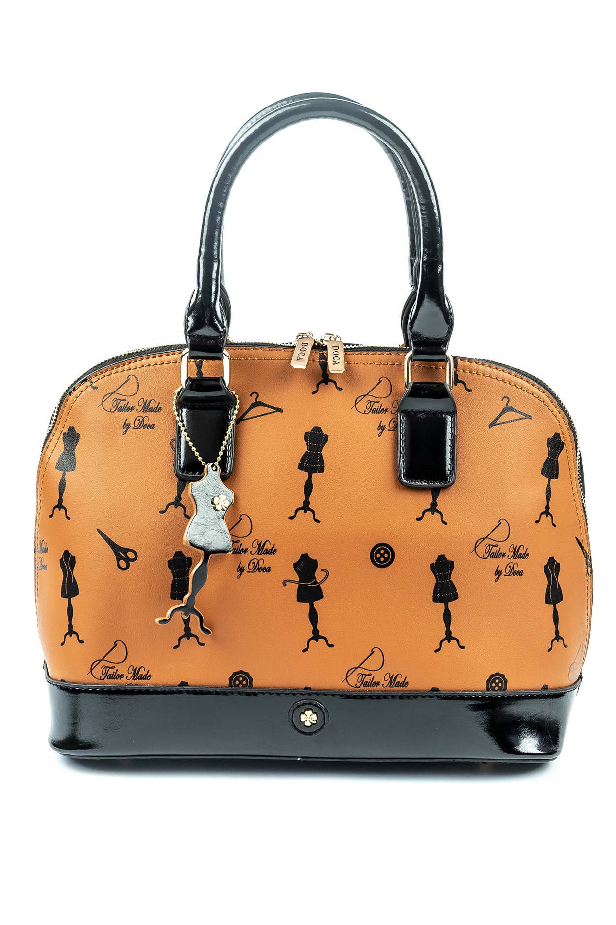 Geanta de mana si umar maro camel din piele ecologica Doca, de dama, E-10397