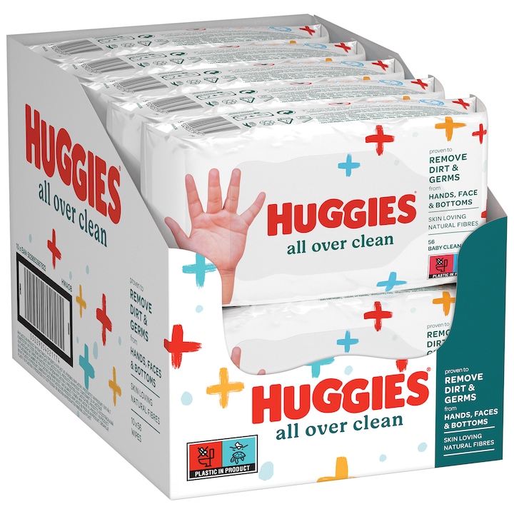 Servetele umede Huggies All Over Clean, 10 pachete x 56, 560 buc