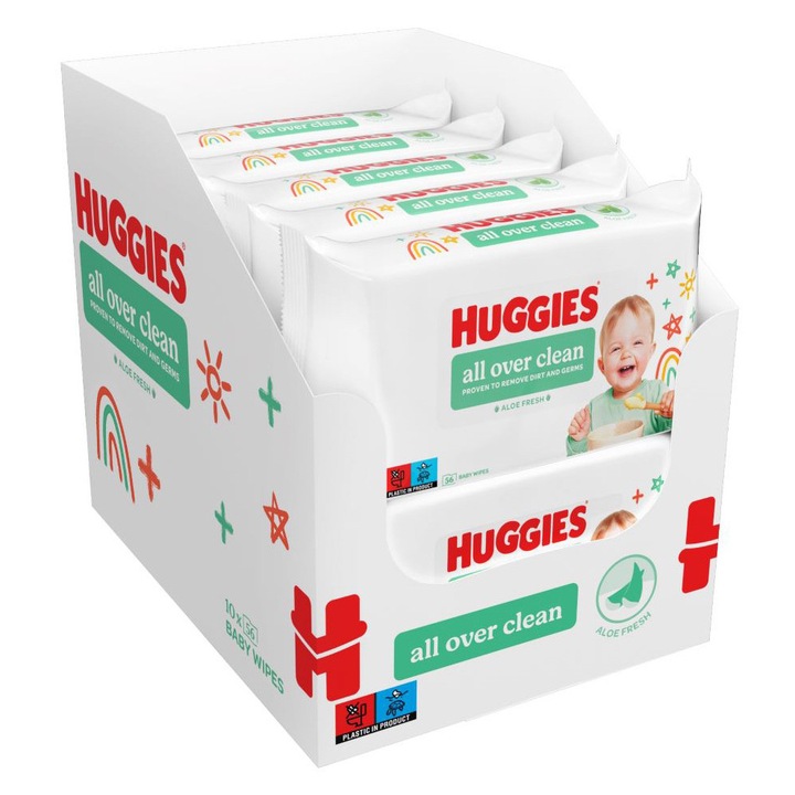 Мокри кърпички Huggies All Over Clean, 10 пакета, 560 броя