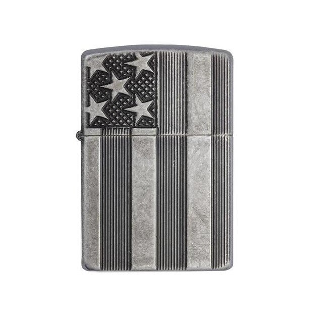 Bricheta Zippo Flag Armor Antique Silver